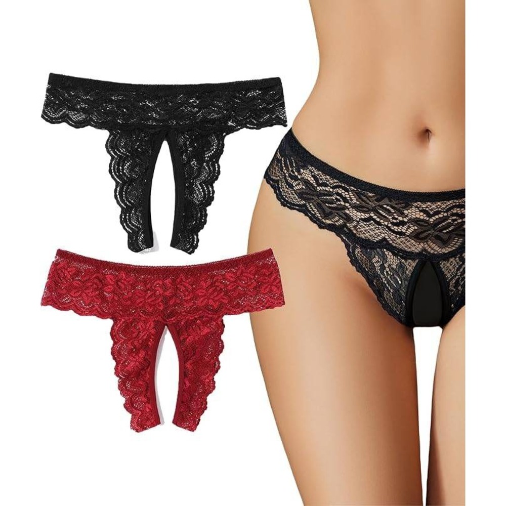 Avidlove 2 Pack Women's 2XL Sexy Panties Tanga Underwear Lace Panties Hollow